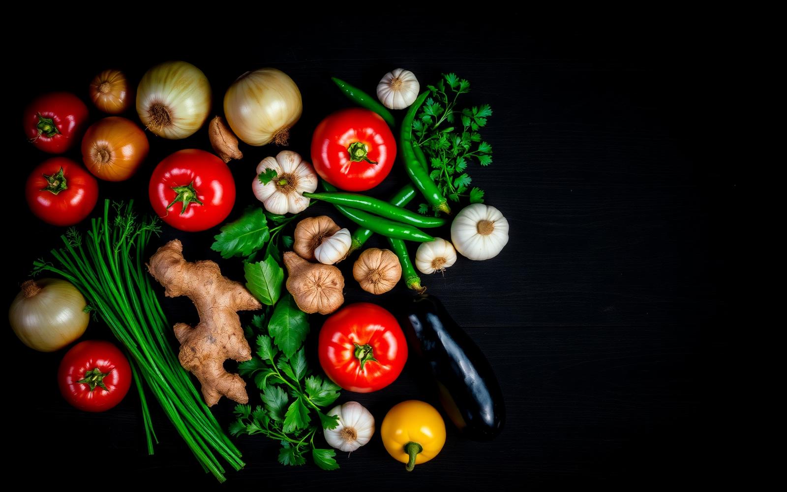 Fresh vegetables flat lay